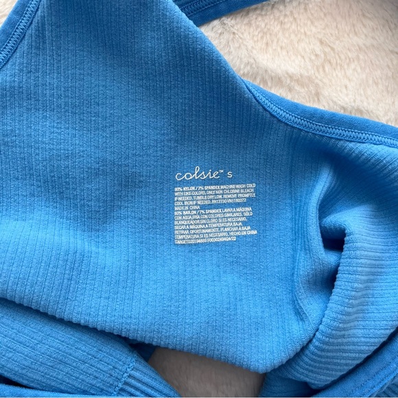 Blue Ribbed Crop Top - Picture 3 of 3